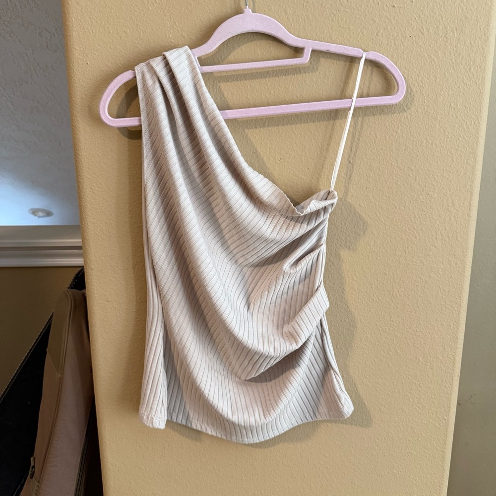 Zara One-Shoulder Ribbed Top